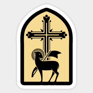 Lamb of God and crucifixion cross. Sticker